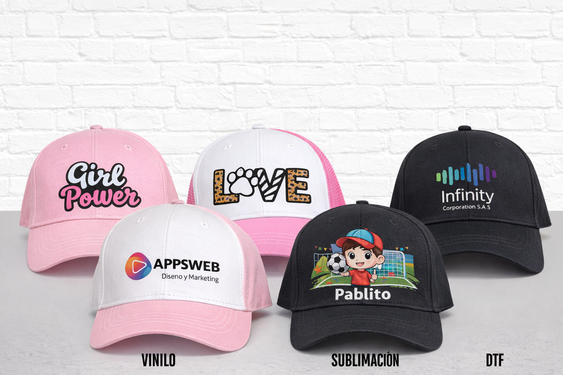Gorras promocionales personalizadas con impresión DTF